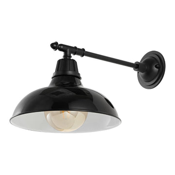 Wallace 12.25" Farmhouse Industrial Indoor/Outdoor Iron LED Victorian Arm Outdoor Sconce